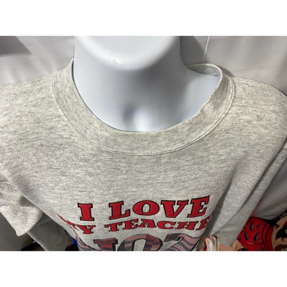 Vintage I Love My Teacher NOT Funny Sweater Size Large Made in USA TULTEX TAG - Picture 12 of 14